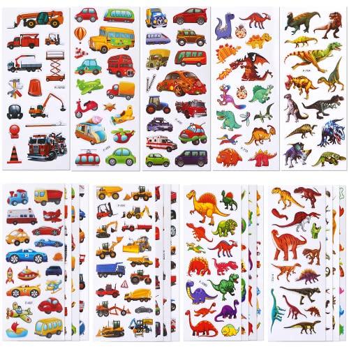 SANNIX 48シート 子供シール ご褒美シール 車 大量 乗り物シール ぷくぷくシール ごほうび...