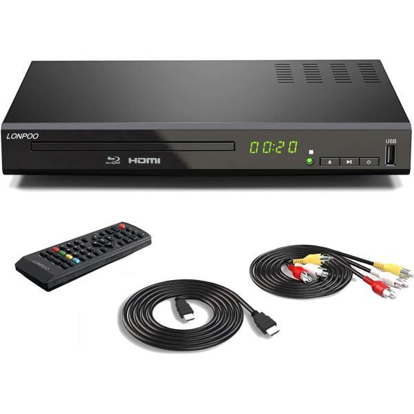 LONPOO DVD ブルーレイプレーヤー フルHD1080p DVDプレーヤー CPRM再生可能 ...
