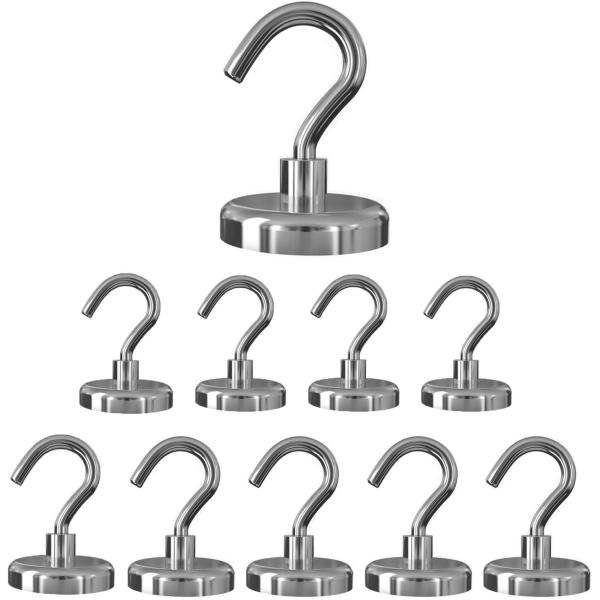 超強力 マグネットフック Cosego 10個入 垂直耐荷重18kg 金属製 直径2.0cm 磁石付...