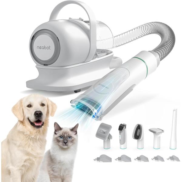 【ブラシと掃除機一体型】Neabot ペット用バリカン 犬 猫美容器 5 in 1 多機能ペット掃除...