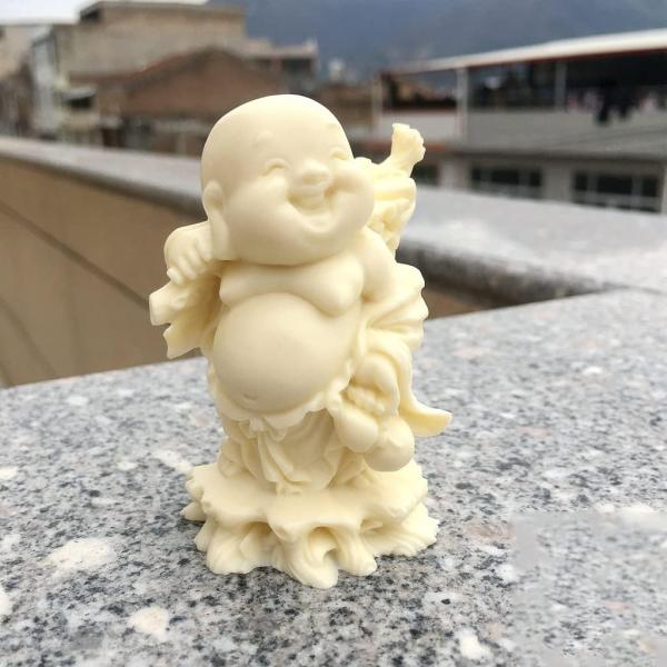 開運七福神 布袋様 置物 弥勒菩薩 彫刻仏像 ミニ 布袋さんの置物 ココヤシの果実 金運 お守り（高...