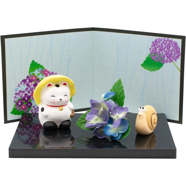 萬古焼 置き物 インテリア オブジェ 卓上 飾り 「 日本の歳時シリーズ 」 6月 梅雨げしき 部屋...