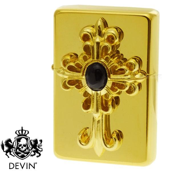 DEVIN デヴィン オイルライター クロスオニキス 金メッキ オニキス メタル貼り【送料無料】