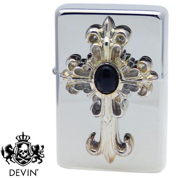 DEVIN デヴィン オイルライター クロスオニキス 銀メッキ オニキス メタル貼り【送料無料】