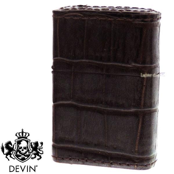 DEVIN デヴィン オイルライター クロコ 全面革巻き 茶【送料無料】