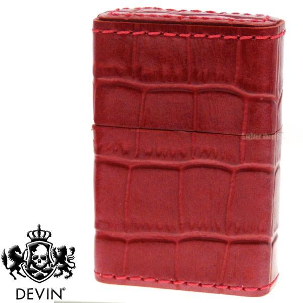 DEVIN デヴィン オイルライター クロコ 全面革巻き 赤【送料無料】