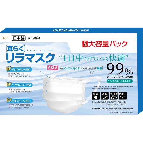 日本製 マスク 補助金対象 30枚 工業会会員 普通 小さめサイズ サージカル リラマスク 使い捨て...