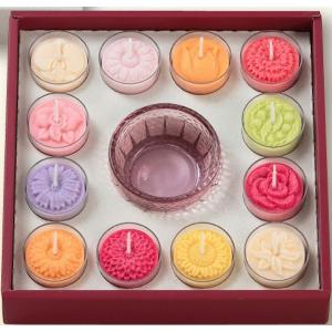 キャンドルギフト 花ローソク 花暦 12か月のカップ付きローソク 無香 ペガサスキャンドル 洋花