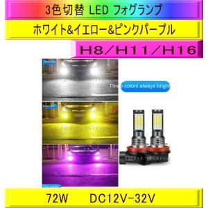 フォグランプ LED 3色切替 ホワイト&イエロー&グリーン 白 黄 緑 H8
