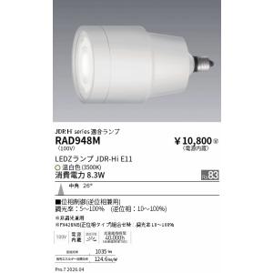 遠藤照明 ＪＤＲ−Ｈｉランプ＿３５００Ｋ＿Ｒａ８３＿中角＿位相制御 RAD948M