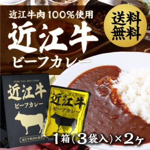 贅沢に近江牛肉100％使用 近江牛ビーフカレー 3袋入×2箱 送料無料 2箱セット 6食入