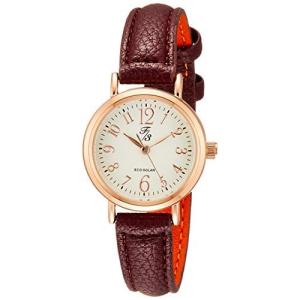 腕時計 ソーラー アナログ ファンファンファン 防水 革ベルト クリーム 文字盤 FP011BR2S レディース ブラウン