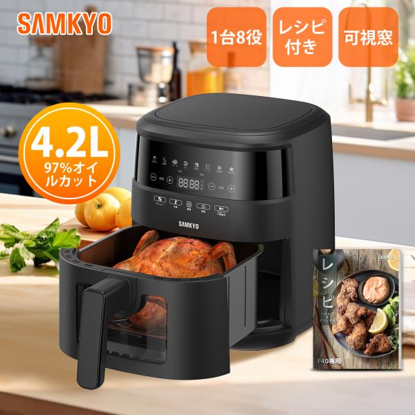 【初秋セール25%off★9,600円→7,600円!】電気フライヤー ノンフライヤー 4.2L 可...