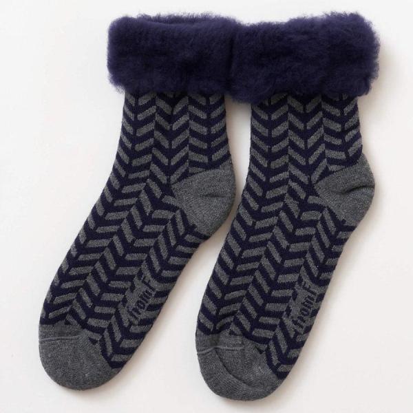 もこもこソックス　herringbone ヘリンボーン 　ネイビー 約22.5-25cm 　 fro...
