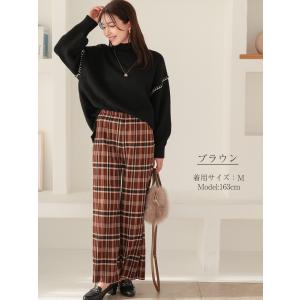 セルフカット 裏起毛 プリーツパンツ ワイドパ...の詳細画像1
