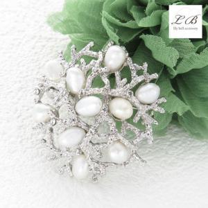 ブローチ レディース パール ラインストーン ゴールド シンプル 結婚式