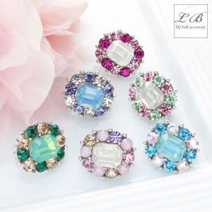 ブローチ(br86) ミニミルキービジュー オーバルバイカラーラインストーンミニピンブローチ