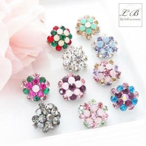 ブローチ(br90) ミニミニ花フラワー 選べる10カラー!!きらきらラインストーン花ミニピンブローチ