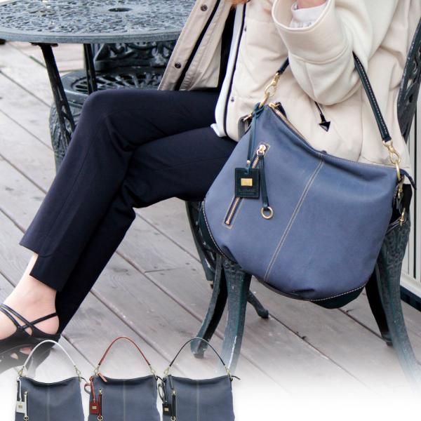 ショルダーバッグ レディース 本革 デニムレザー 2way 斜めがけ A5 日本製 ハンドバッグ 母...