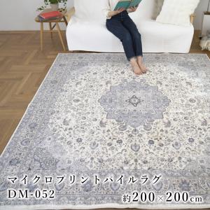 ラグ ラグマット カーペット 洗える 絨毯 おしゃれ マイクロファイバー 北欧 韓国 ヴィンテージ 正方形 約200×200cm 約2畳  DM-052｜limelime-store