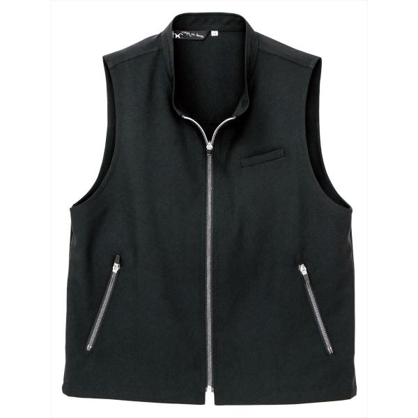 ベスト 白ファスナー 黒 男女兼用 軽作業 オフィス ワーク bxc ビーバイシー bc-1940 ...