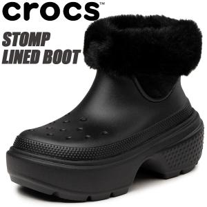 crocs STOMP LINED BOOT BLACK 208718-001 クロックス ストンプ ラインド ブーツ レディース 厚底 ブラック チャンキーソール ファー｜limited-edition