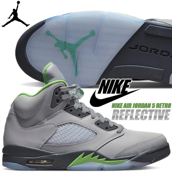 NIKE AIR JORDAN 5 RETRO REFLECTIVE silver/green be...