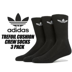 adidas TREFOIL CUSHION CREW SOCK 3 PACK BLACK ij5613 HEJ17 アディダス クッション トレフォイル クッション クルーソックス 3足組 ブラック 靴下｜limited-edition