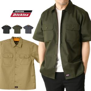 GENUINE Dickies ジェニュインディッキーズ TCツイル 半袖 ワークシャツ メンズ 無地 黒 ブラック カーキ ベージュ シャツ 【K4-1426】 通販A3 送料無料