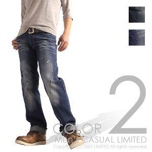 ビンテージダメージ加工デニムパンツジーンズ メンズ