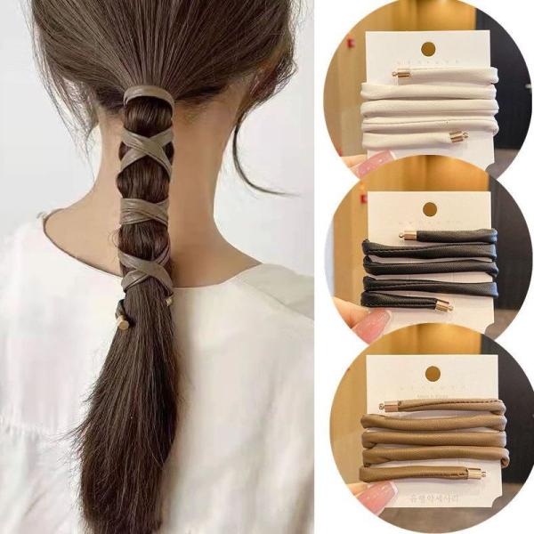 ワイヤーポニー 巻くだけアレンジ♪　ポニーテール ヘアワイヤー レザー調 ワイヤーポニー 巻く ねじ...