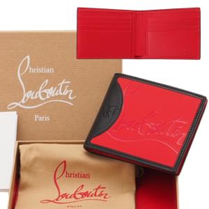 ルブタン 二つ折り財布 スニーカーソールデザイン ラバー&amp;レザー エンボス加工シグネチャー スクエア折財布 レッド 3195052 H734 Christian Louboutin