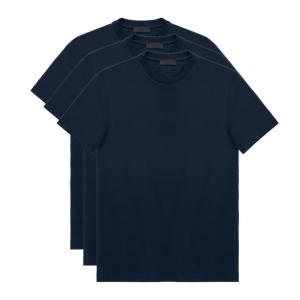 プラダ 3パック コットンジャージーTシャツ クルーネック ネイビー UJM492 ILK F0124 PRADA｜linate