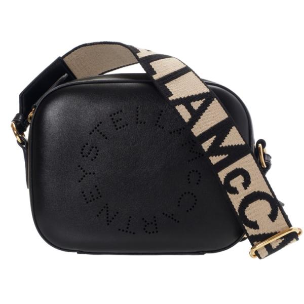 ステラマッカートニー ロゴ クロスボディ カメラバッグ ジップ開閉ロゴ入りショルダーストラップ ブラ...