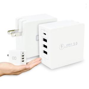 CIO 4ポートアダプタ 急速 充電器 PD iphone android スマホ iphone12 acアダプター type-c usb 4台 同時充電 ホワイト CIO-KJ-PD3