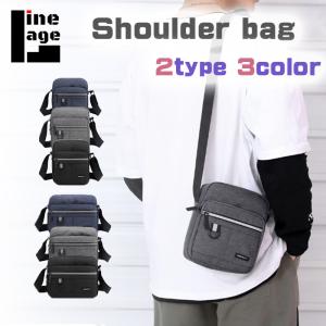 ショルダーバッグ サコッシュ メンズ レディース 軽量 斜め掛け スクエア 大容量 ユニセックス 丈夫 黒 グレー｜Lineage