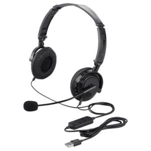 バッファロー BUFFALO 両耳ヘッドバンド式ヘッドセット USB接続/折りたたみタイプ ブラック BSHSUH13BK｜linear1