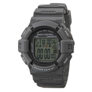 [クレファー] 腕時計 デジタル 電波 防水 多機能 ウレタンベルト TE-D189-GR メンズ グレー