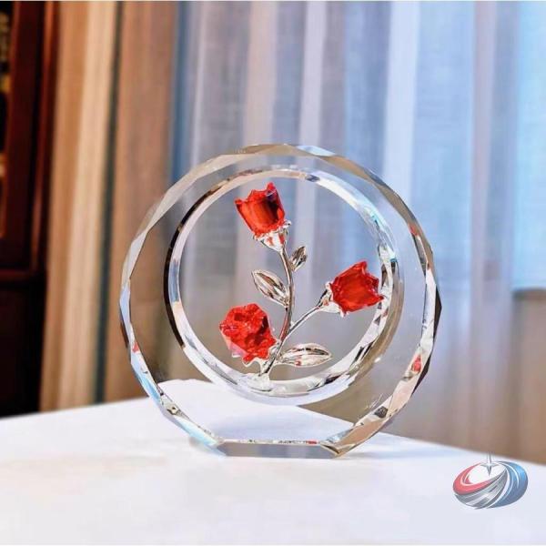 クリスタルバラ ガラス細工 造花 薔薇インテリア  枯れない花 誕生日/クリスマス/母の日/結婚記念...