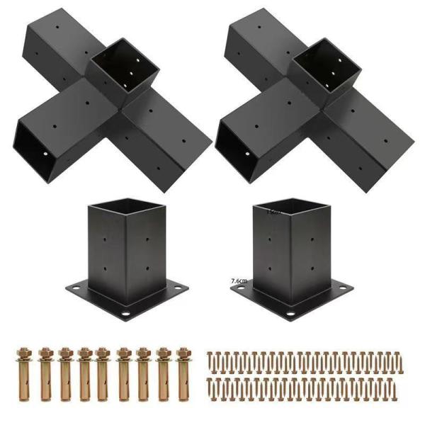 パーゴラキット ３ウェイ直角コーナーブラケット 木工ＤＩＹ  ポストベース キット 木製梁 ガゼボ ...