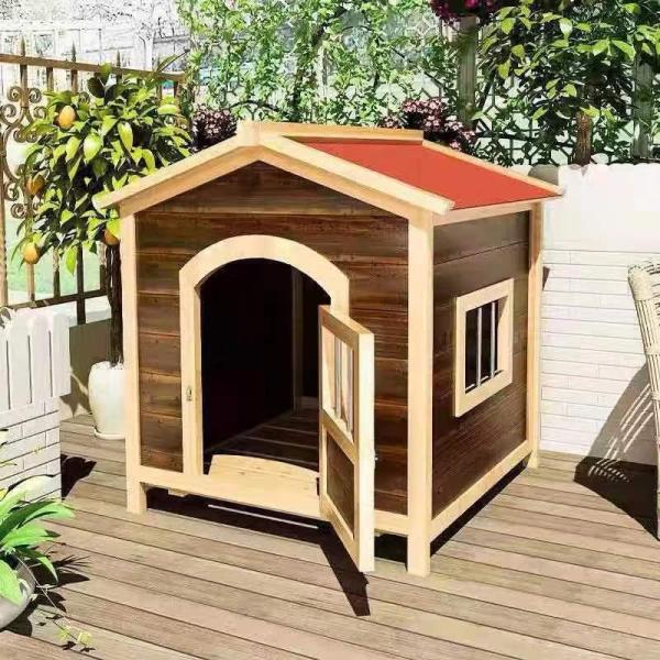 小型犬小屋 屋外用 ドッグハウス ログハウス風 防風 防雨 換気 ハウス ?５×?５×５５ｃｍ外でも...