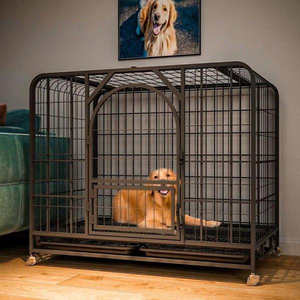 ケージ犬小屋キャスター付き小型?大型犬対応移動が楽で掃除もしやすいドッグケージとして安心サークル兼用...