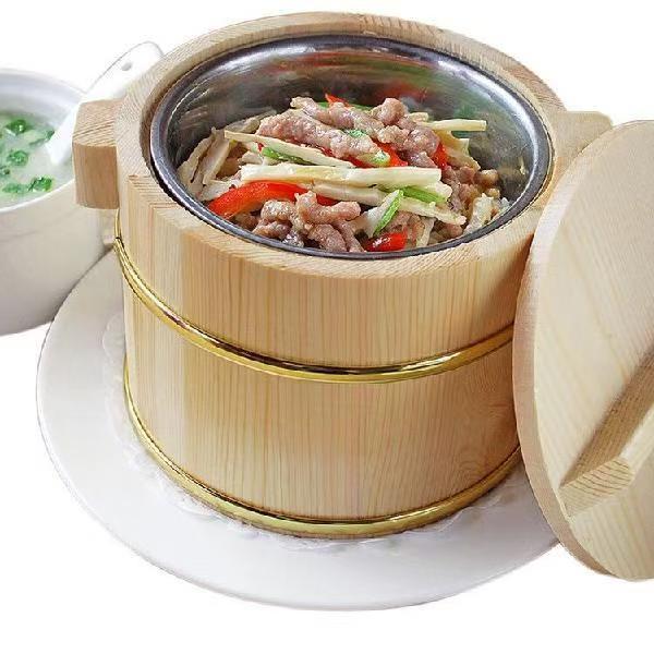 おひつ 飯びつ 2合/3合用 蓋付き しゃもじ付  竹の風合いで食卓映え ステンレスボウル付きで扱い...