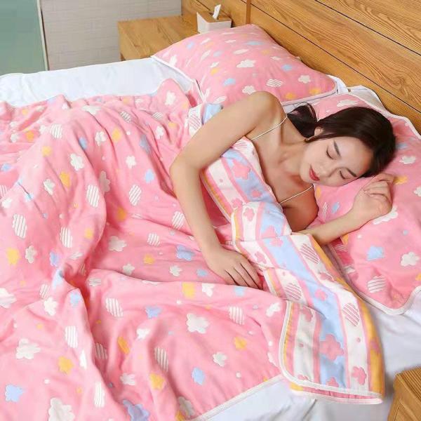 6重ガーゼケット 無添加 綿 シングル 洗える  肌に優しく吸湿性ばつぐん 夏も快眠できるタオルケッ...