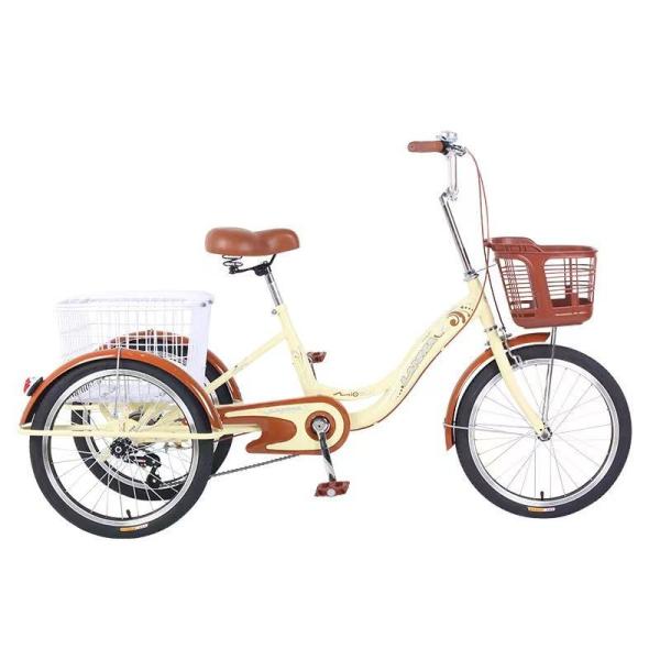 大人三輪車２０インチシングルスピードバスケット付高齢者向け安定した３輪トライクで買い物が楽女性男性ど...