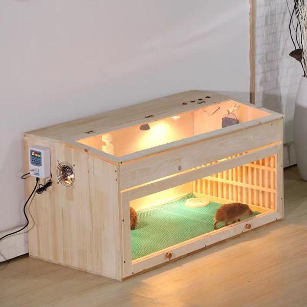 爬虫類ケージ パノラマガラス 木箱ビバリウム ８０×４０×４０  リクガメやヤモリなどに 観察しやす...