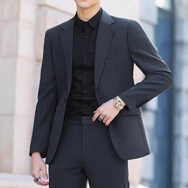 メンズスーツ スリム 上下洗える ビジネスカジュアル  秋冬春対応 結婚式/入社式/卒業式にも セレ...