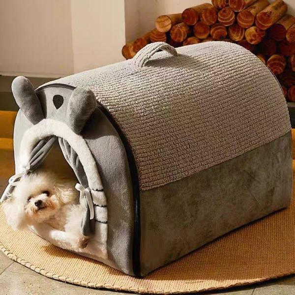 ドーム型ハウス 2WAY 犬ベッド 猫ハウス 秋冬用  中型犬大型犬もOK 水洗い可 折りたたみ収納...