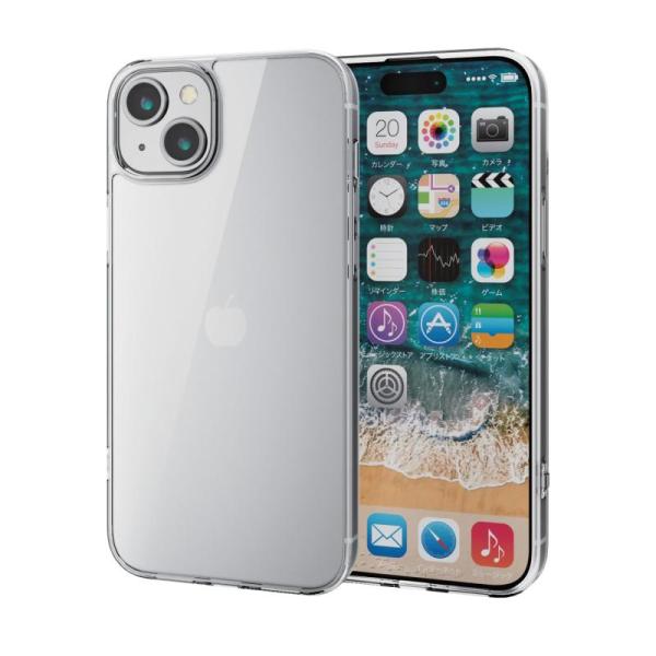 エレコム iPhone15 Plus ケース ガラス 硬度9H ハイブリッド素材 側面TPU 四つ角...