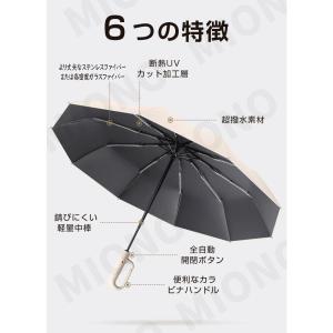折りたたみ傘 逆さ傘 自動開閉 晴雨兼用カラビ...の詳細画像3